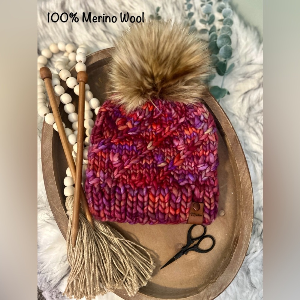 Hand knit beanie